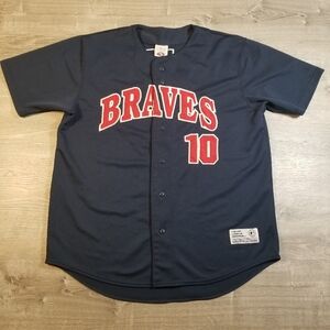Vintage Chipper Jones Atlanta Braves #10 True Fan MLB Jersey Mens Size Large